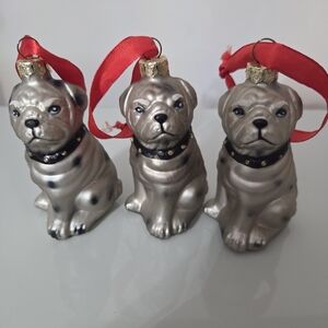 Trio Of Pug Ornaments Rare
